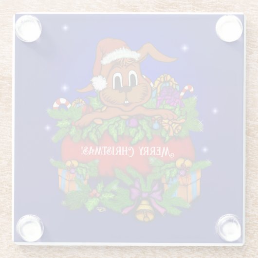 kerstkonijn glazen onderzetter (Achterkant)