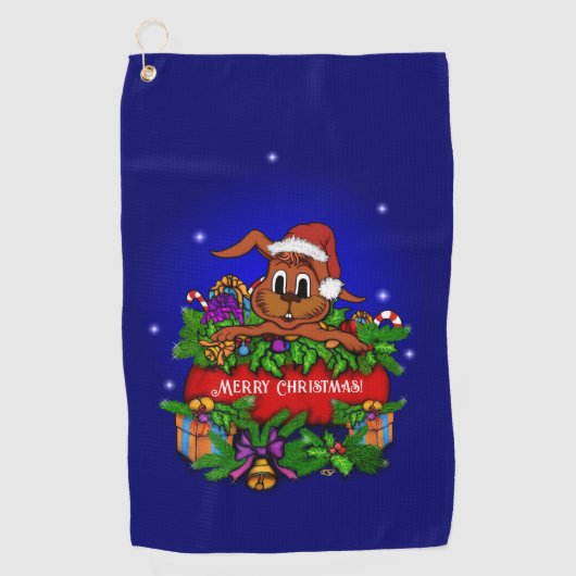 kerstkonijn golfhanddoek (Voorkant)