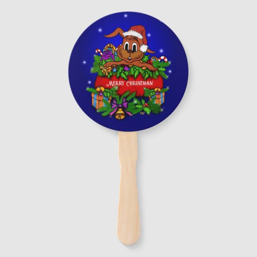 kerstkonijn handwaaier (Voorkant)