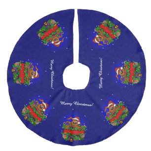 kerstkonijn imitatie linnen kerstboom kleed