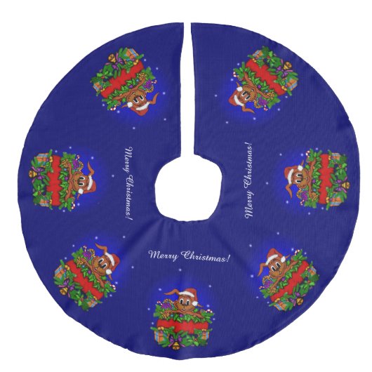 kerstkonijn imitatie linnen kerstboom kleed (Voorkant)