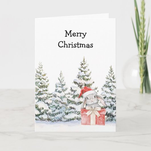 Kerstkonijn in een doos kaart (Voorkant)