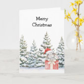 Kerstkonijn in een doos kaart (Gele Bloem)