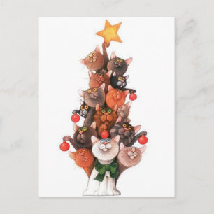Kerstkonijn in katten briefkaart