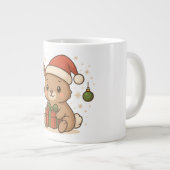 Kerstkonijn in kerstmuts grote koffiekop (Voorkant rechts)
