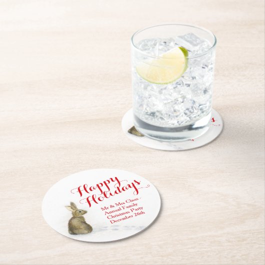 kerstkonijn in sneeuwpapier onderzetters (Insitu)