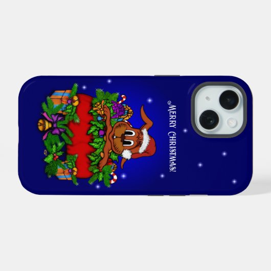 kerstkonijn iPhone 15 case (Achterkant horizontaal)