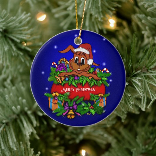 kerstkonijn keramisch ornament (Boom)
