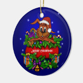 kerstkonijn keramisch ornament (Links)