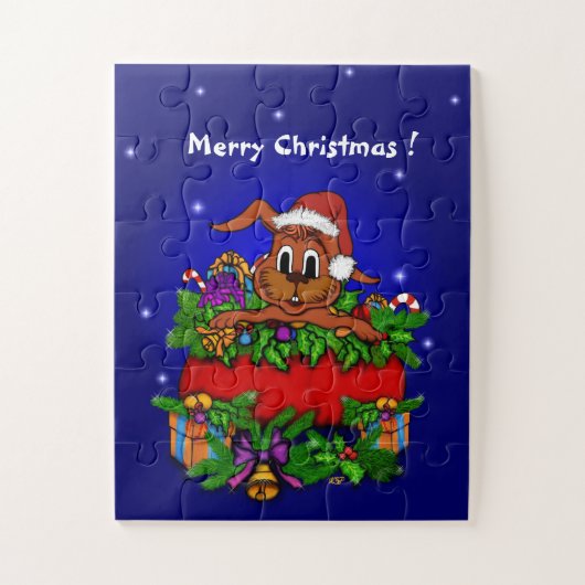 kerstkonijn legpuzzel (Verticaal)