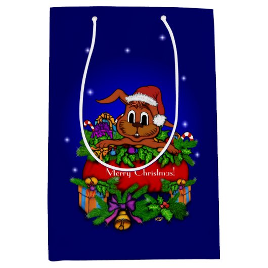 kerstkonijn medium cadeauzakje (Voorkant)
