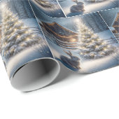 Kerstkonijn met gloeiende boom cadeaupapier (Rol Hoek)