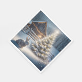 Kerstkonijn met gloeiende boom en schuur servet (Hoek)