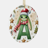 Kerstkonijn met letter A - Waterverf vakantie Keramisch Ornament (Rechts)
