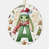 Kerstkonijn met letter A - Waterverf vakantie Keramisch Ornament (Links)