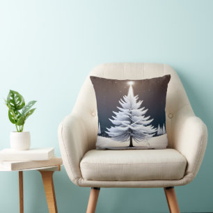 Kerstkonijn met witte dennenboom kussen