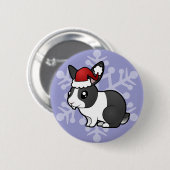 Kerstkonijn (opstaande oor glad haar) ronde button 5,7 cm (Voorkant /achterkant)