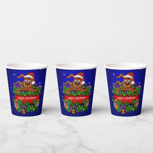 Kerstkonijn Papieren Bekers (Multi)