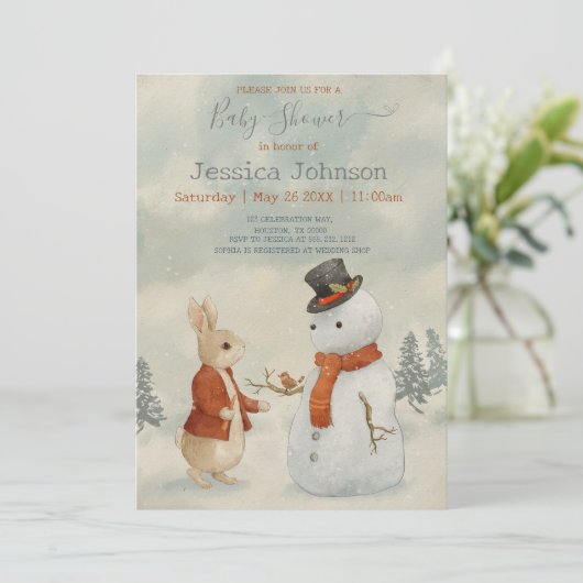 Kerstkonijn Peter  Baby shower Kaart (Staand voorkant)