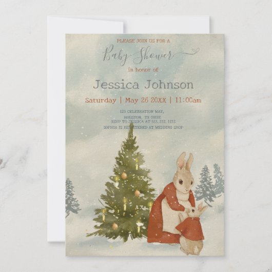 Kerstkonijn Peter  Baby shower Kaart (Voorkant)