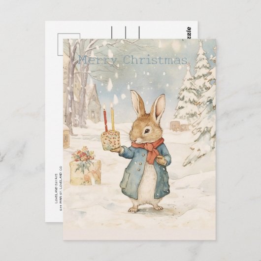 Kerstkonijn Peter Briefkaart (Voorkant / Achterkant)