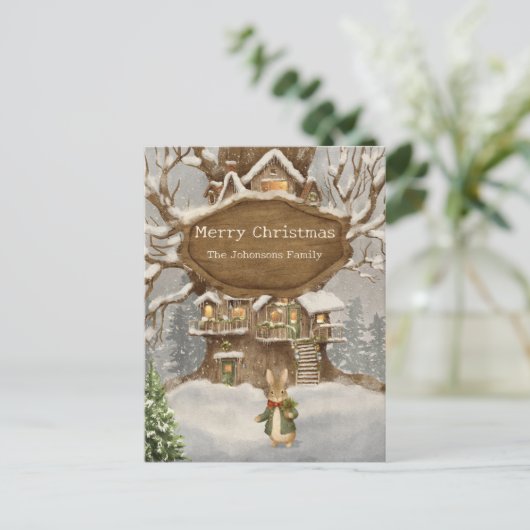 Kerstkonijn Peter  Briefkaart (Staand voorkant)