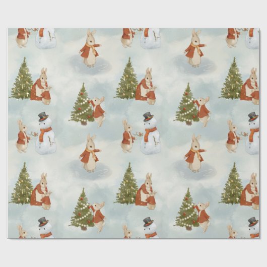 Kerstkonijn Peter Cadeaupapier (Vlak)