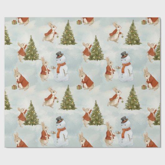 Kerstkonijn Peter Cadeaupapier (Vlak)