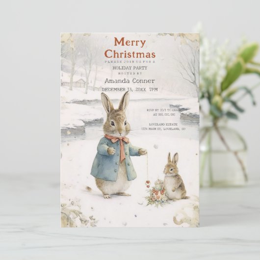 Kerstkonijn Peter Classic Kaart (Staand voorkant)