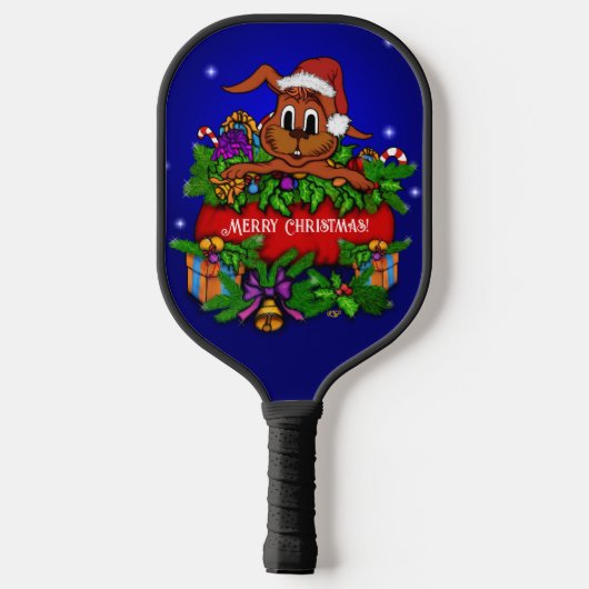 kerstkonijn pickleball paddle (Achterkant)