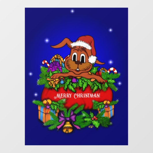 kerstkonijn raamsticker (Vel)