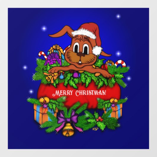 kerstkonijn raamsticker (Vel)