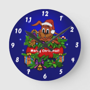 kerstkonijn ronde klok