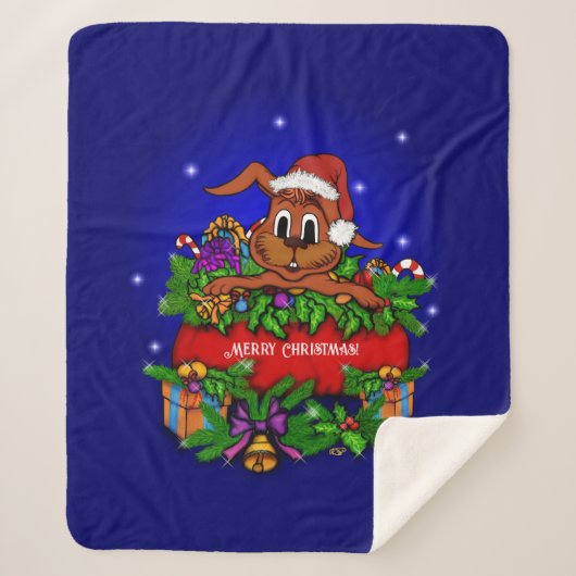 kerstkonijn sherpa deken (Voorkant)