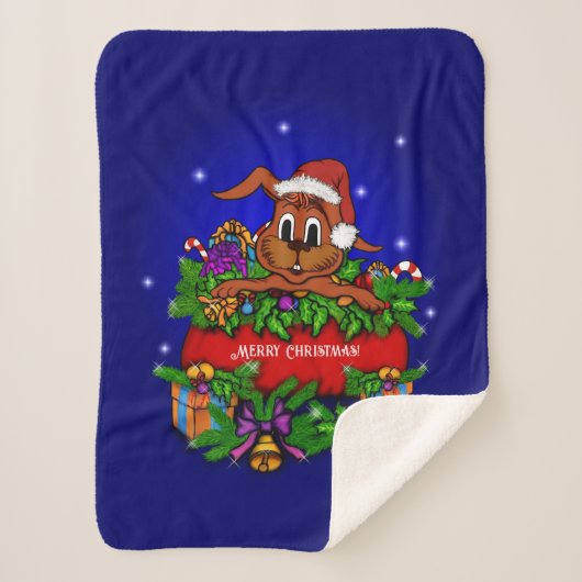 kerstkonijn sherpa deken (Voorkant)