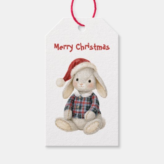 Kerstkonijn Sinterklaas Hoed Cadeaulabel (Voorkant)