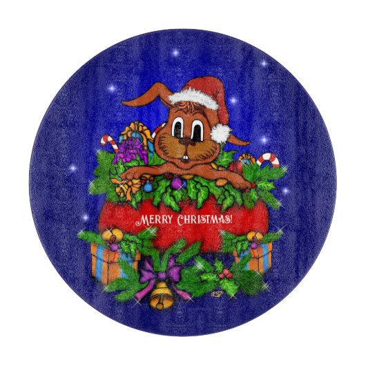 kerstkonijn snijplank (Voorkant)