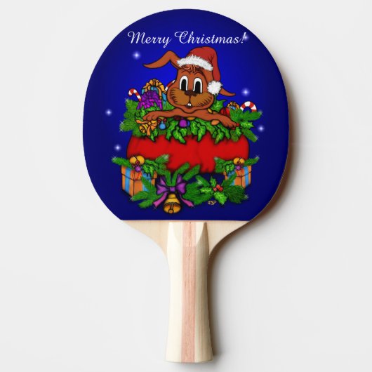 kerstkonijn tafeltennisbatje (Achterkant)