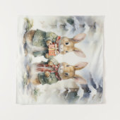 Kerstkonijn Tapestry Wandkleed (Voorkant (horizontaal))