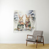 Kerstkonijn Tapestry Wandkleed (In situ)