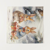 Kerstkonijn Tapestry Wandkleed (Voorkant (horizontaal))