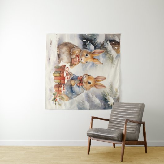 Kerstkonijn Tapestry Wandkleed (In Situ (horizontaal))
