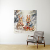 Kerstkonijn Tapestry Wandkleed (In situ)