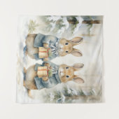 Kerstkonijn Tapestry Wandkleed (Voorkant (horizontaal))