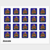 kerstkonijn vierkante sticker (Vel)