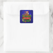 kerstkonijn vierkante sticker (Tas)