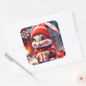 kerstkonijn vierkante sticker (Envelop)