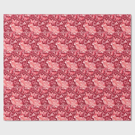 Kerstkonijn, vogelbos, Floral Pattern Cadeaupapier (Vlak)