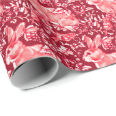 Kerstkonijn, vogelbos, Floral Pattern Cadeaupapier (Rol Hoek)