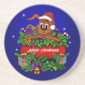 kerstkonijn zandsteen onderzetter (Voorkant)